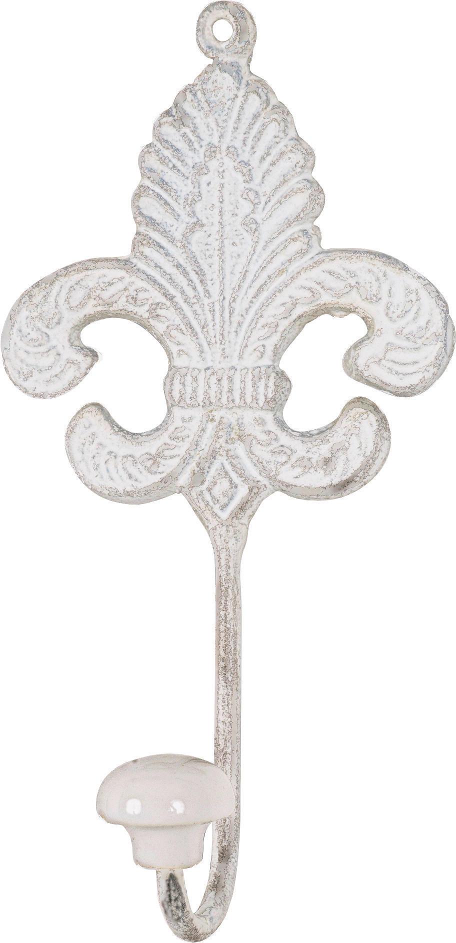 Garderobenhaken  weiß Antik lackiert Stahl B/H/T: ca. 10x20x5 cm Bea_1_Garderobenhaken 32344 - weiß (10,00/20,00/5,00cm)