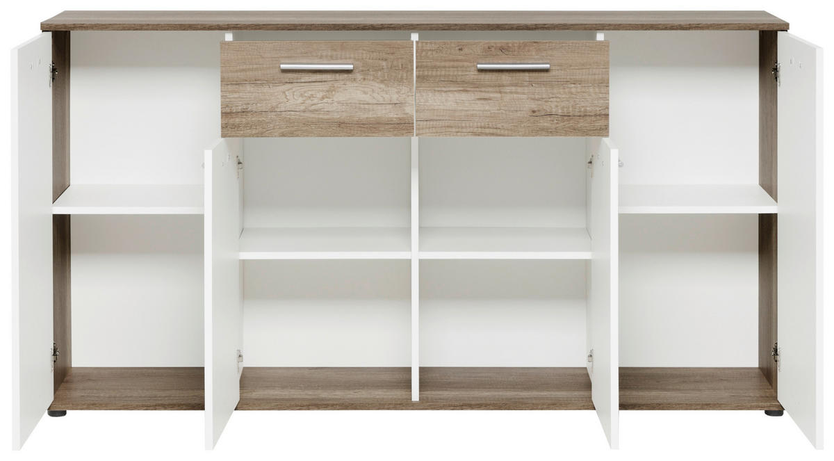 Kommode Jacky 3 B/H/T: ca. 160x85x35 cm Jacky 3 - Eiche/weiß (160,00/85,00/35,00cm)