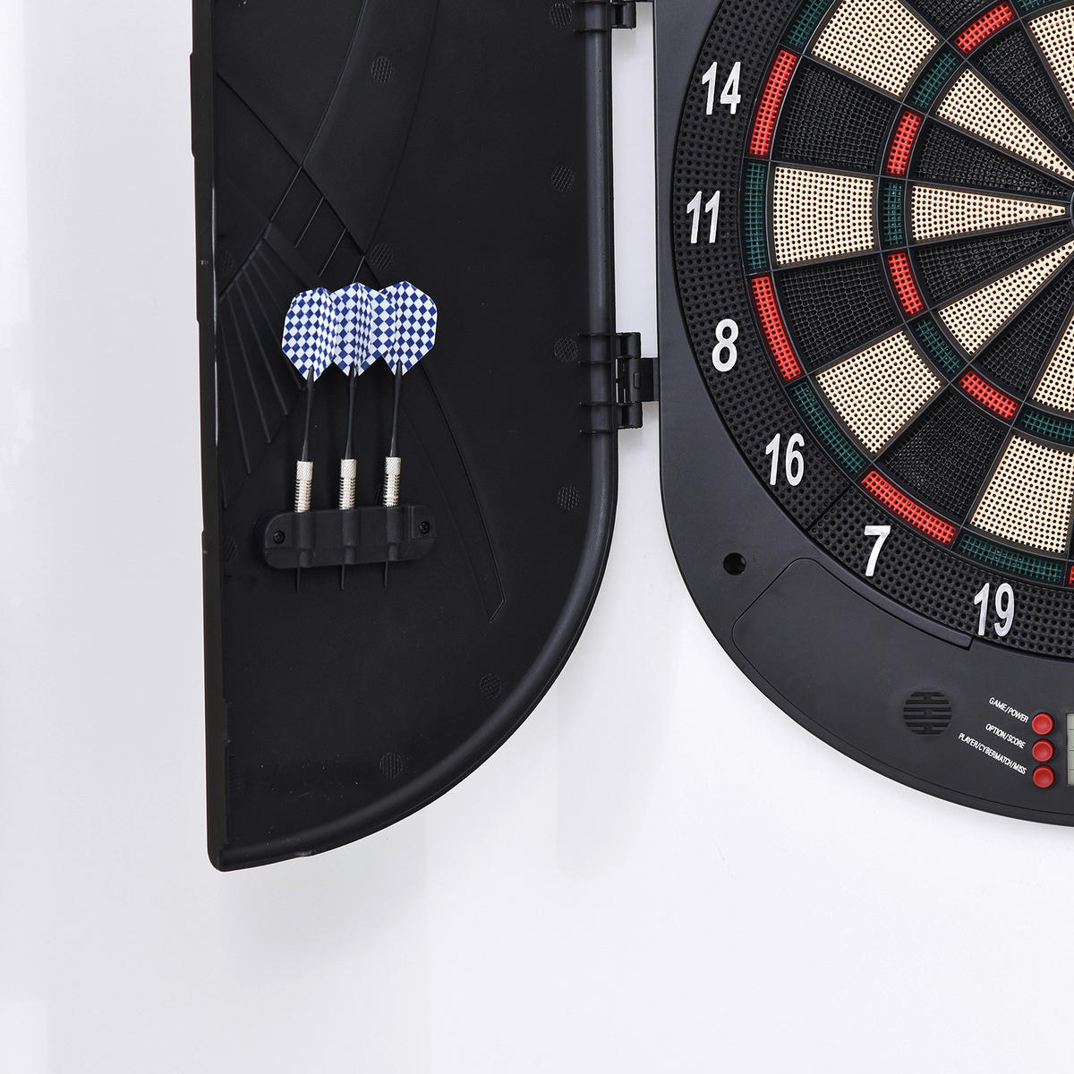 HOMCOM elektrische Dartscheibe B/H/T: ca. 46,5x50,5x4,4 cm Dartscheibe_elektronisch - schwarz (46,50/50,50/4,40cm) - HOMCOM