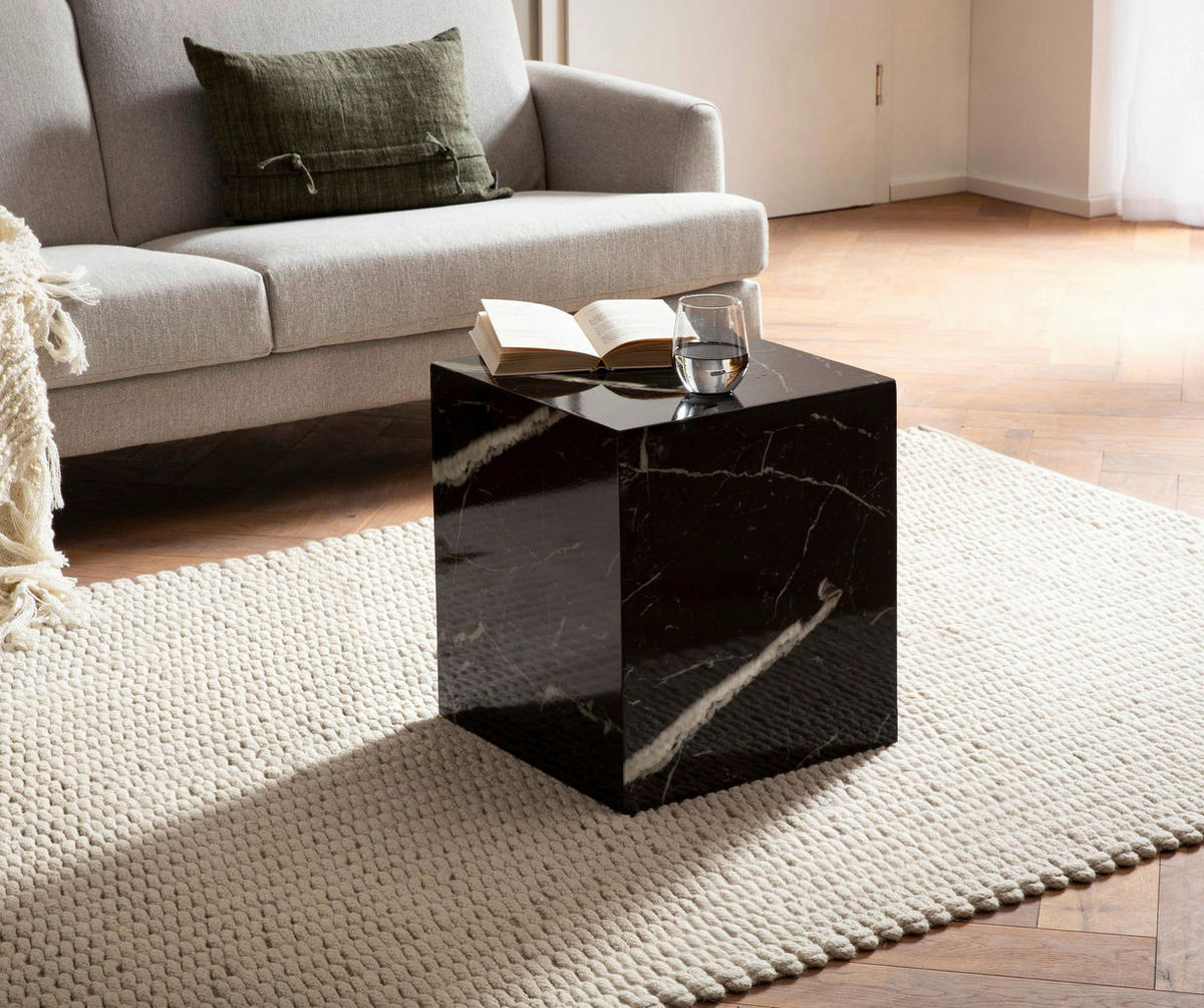 Couchtisch schwarz Marmor Optik B/H/T: ca. 40x45x40 cm Couchtisch - schwarz (40,00/45,00/40,00cm) - Wohnling