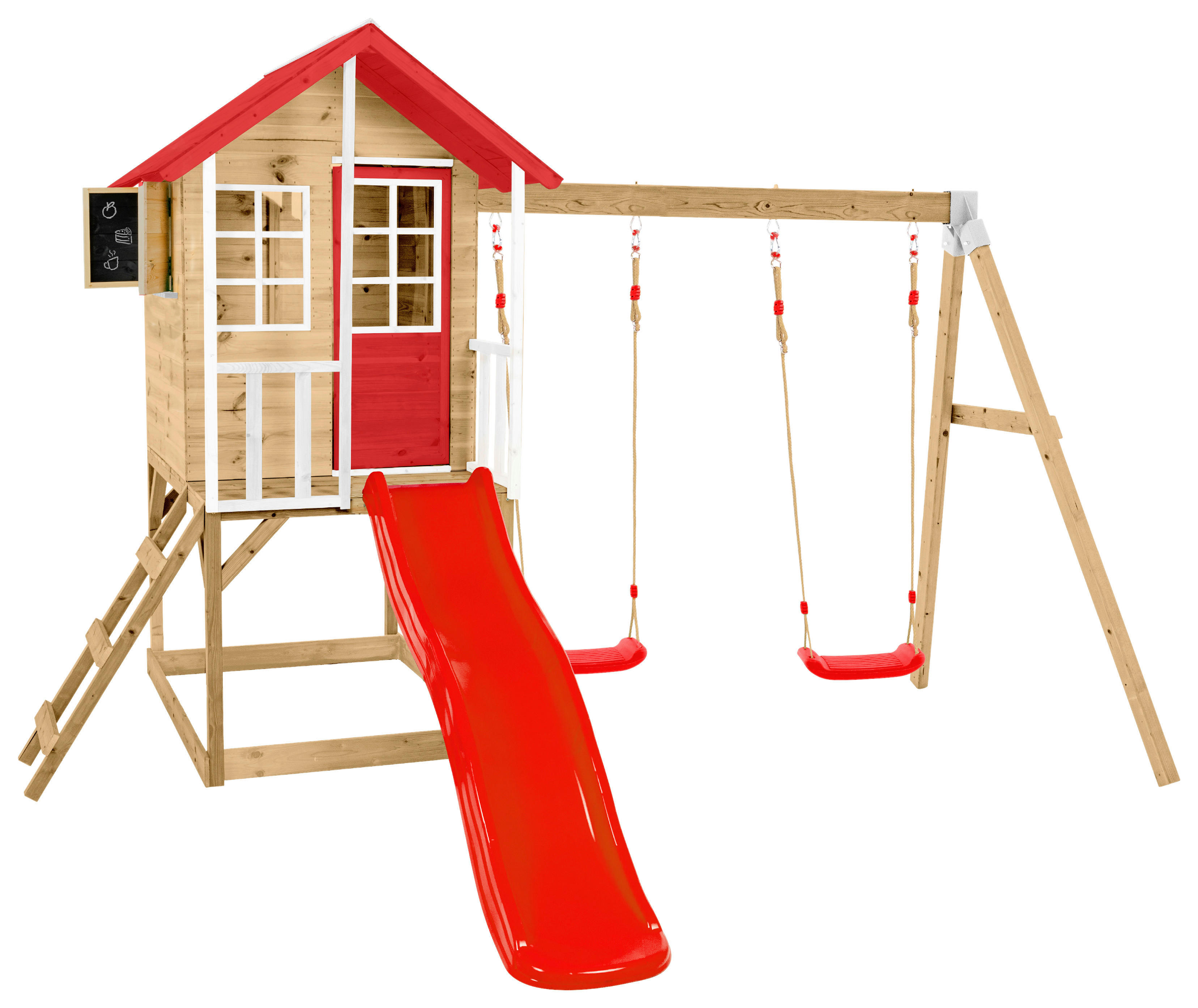 Zwerkules Spielhaus Lolla grau B/H/L: ca. 370x224x352 cm Lolla - weiß/natur (352,00/370,00/224,00cm) - Zwerkules