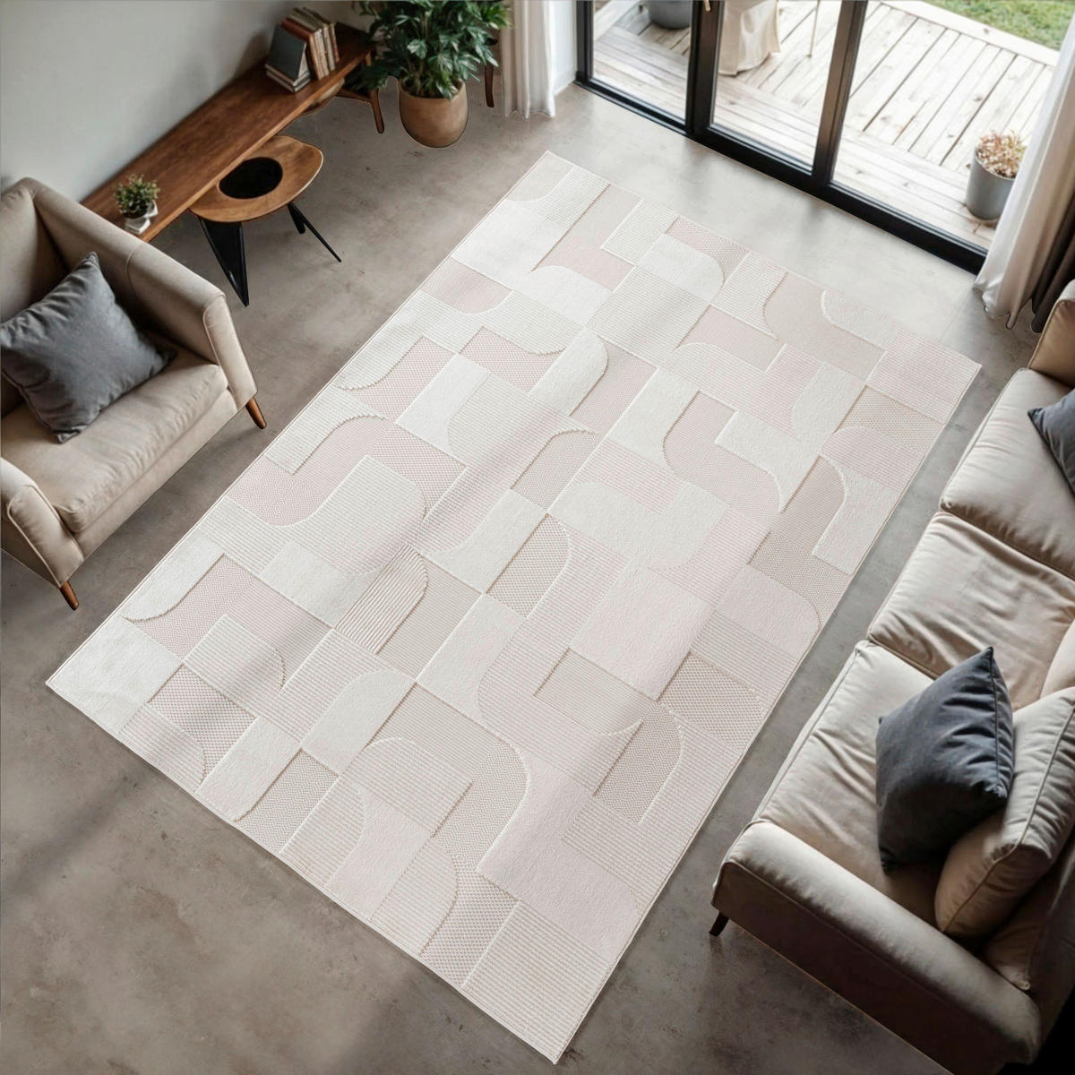 Ayyildiz Kurzflorteppich DOHA creme B/L: ca. 280x370 cm DOHA - creme (280,00/370,00cm) - Ayyildiz