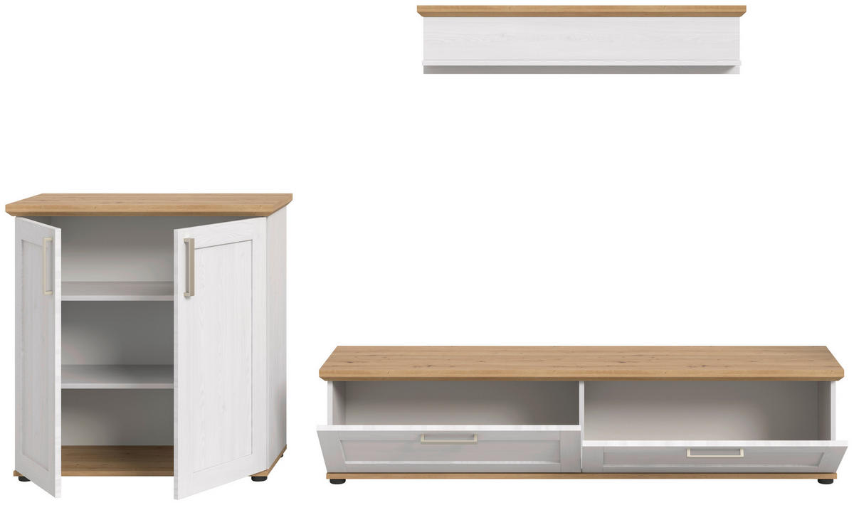 Wohnwand VERONA Lärche Nachbildung Eiche Nachbildung B/H/T: ca. 260x151x40 cm VERONA - Eiche/Lärche (260,00/151,00/40,00cm) - xonox.home