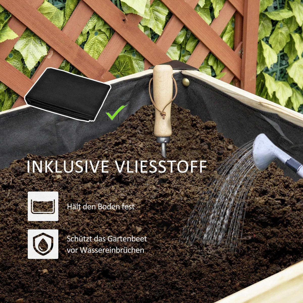 Outsunny Hochbeet schwarz Stahl B/H/L: ca. 60x74x120 cm Hochbeet 845-531V02 - natur/schwarz (120,00/60,00/74,00cm) - Outsunny