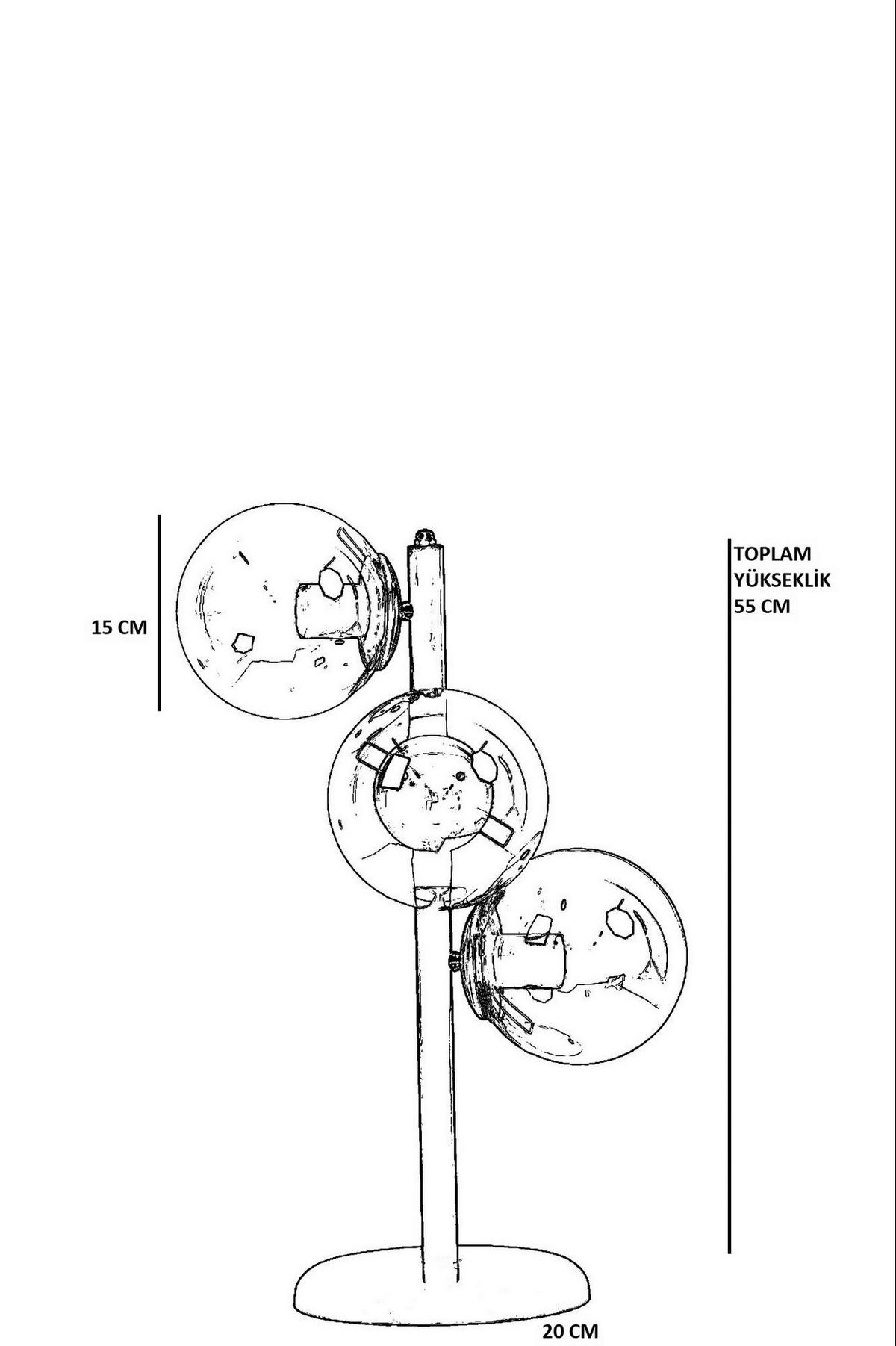 Opviq Tischleuchte gold Glas Metall B/H/L: ca. 20x55x20 cm E27 3 Brennstellen Tischleuchte_8728-3 - gold (20,00/20,00/55,00cm) - Opviq