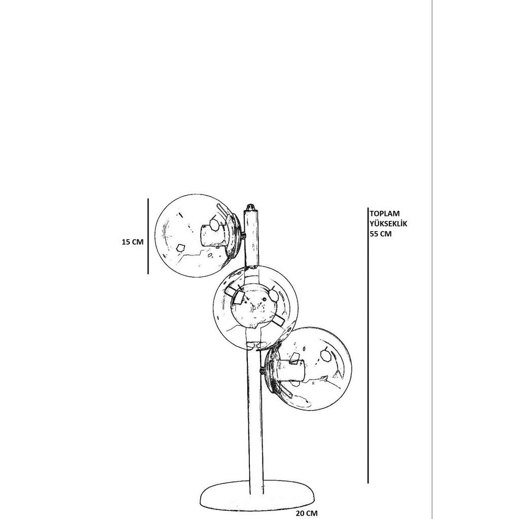 Thumbnail - Opviq Tischleuchte gold Glas Metall B/H/L: ca. 20x55x20 cm E27 3 Brennstellen