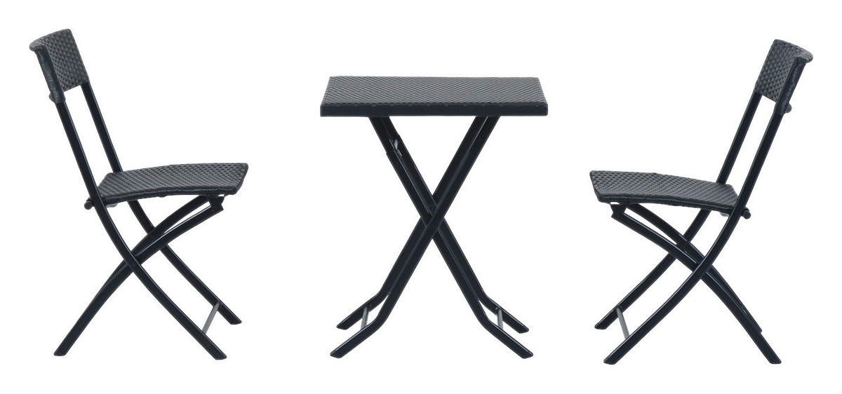 Outsunny Bistroset schwarz Metall Bistroset 3tlg. - schwarz - Outsunny