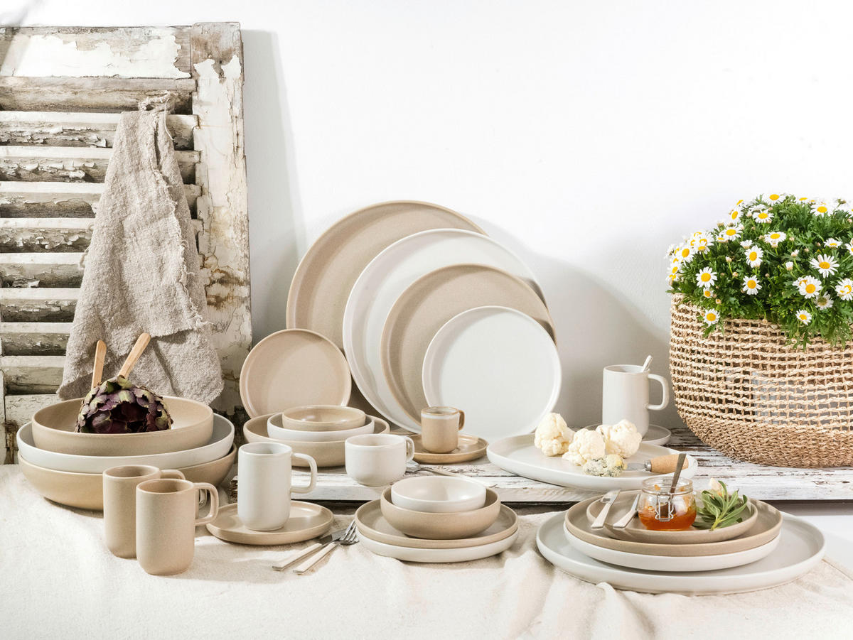 CreaTable Tafelservice Uno Toscana mehrfarbig Steinzeug 12 tlg. Uno Toscana - mehrfarbig - CreaTable