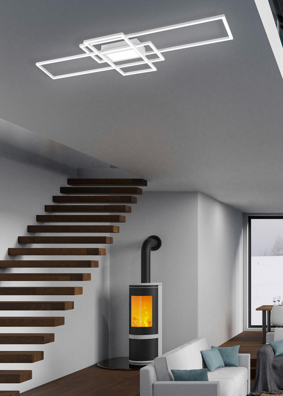 TRIO Deckenleuchte 620010431 weiß Metall B/H/L: ca. 42x6x105 cm LED-Deckenleuchte_Irvine - weiß (105,00/42,00/6,00cm) - Trio