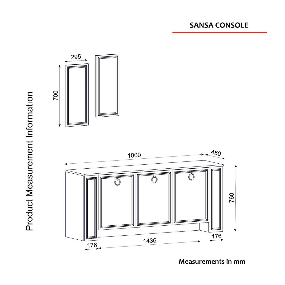 Sideboard Sansa weiß walnuss Nachbildung B/H/T: ca. 180x76x45 cm Sansa - weiß/walnuss (180,00/76,00/45,00cm) - moebel17