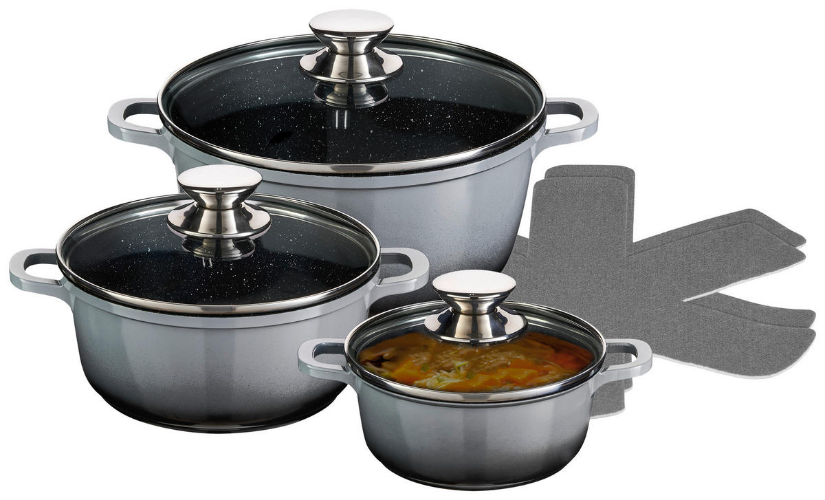 Topfset grau Aluguss 8 tlg. Topfset_8tlg. - schwarz/grau