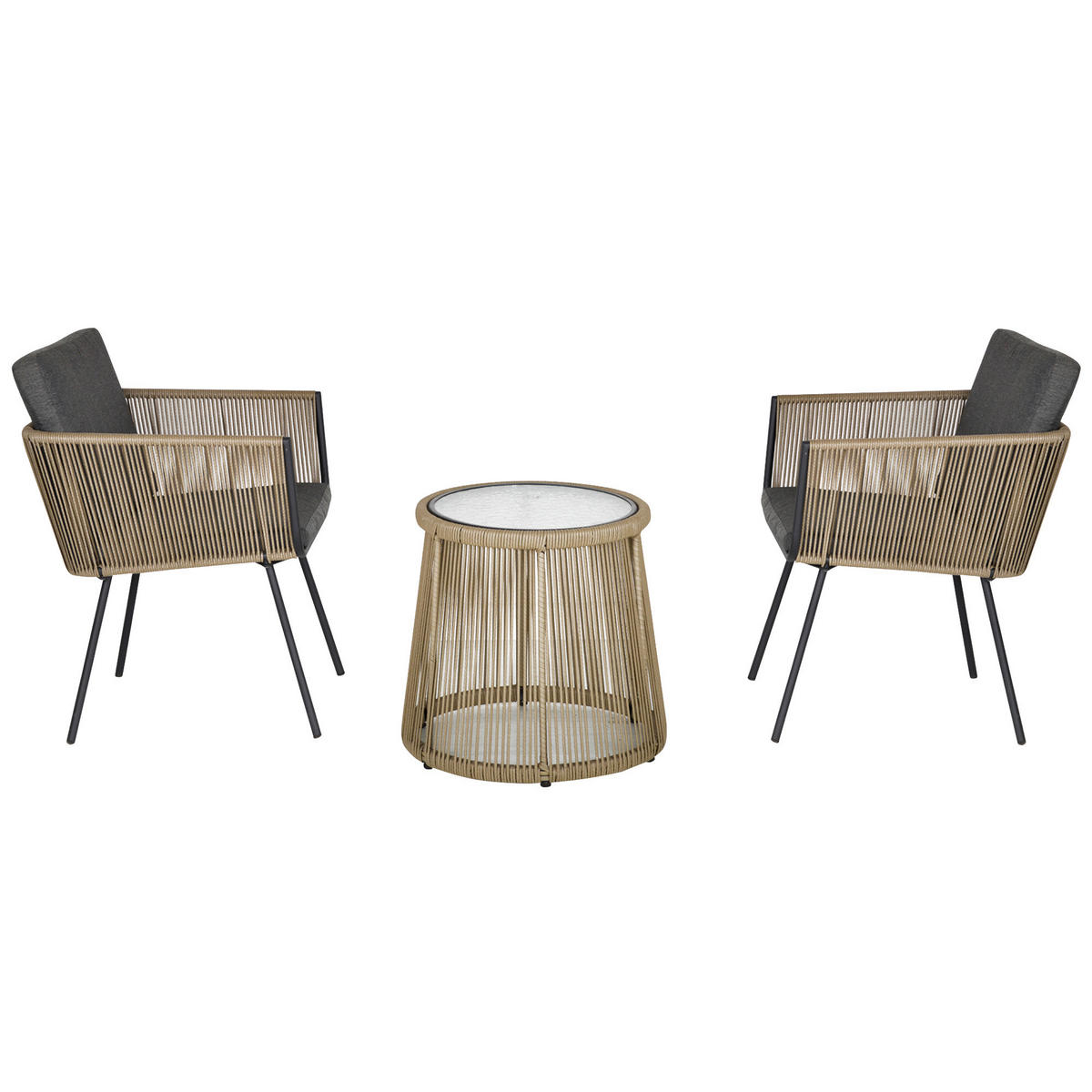 Outsunny Sitzgruppe grau Polyester B/H/L: ca. 60x60x67 cm Rattan_Gartenmöbel-Set - grau (67,00/60,00/60,00cm) - Outsunny