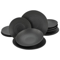 CreaTable Tafelservice Lava Stone schwarz Keramik 12 tlg. Lava Stone - schwarz/grau - CreaTable