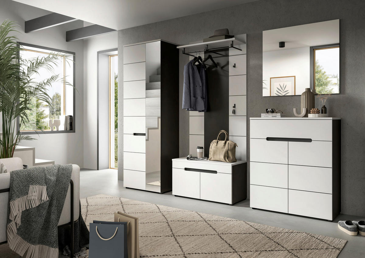 Garderobenschrank Canu basaltgrau Nachbildung weiß B/H/T: ca. 65x190x37 cm Canu - weiß/basaltgrau (65,00/190,00/37,00cm) - xonox.home