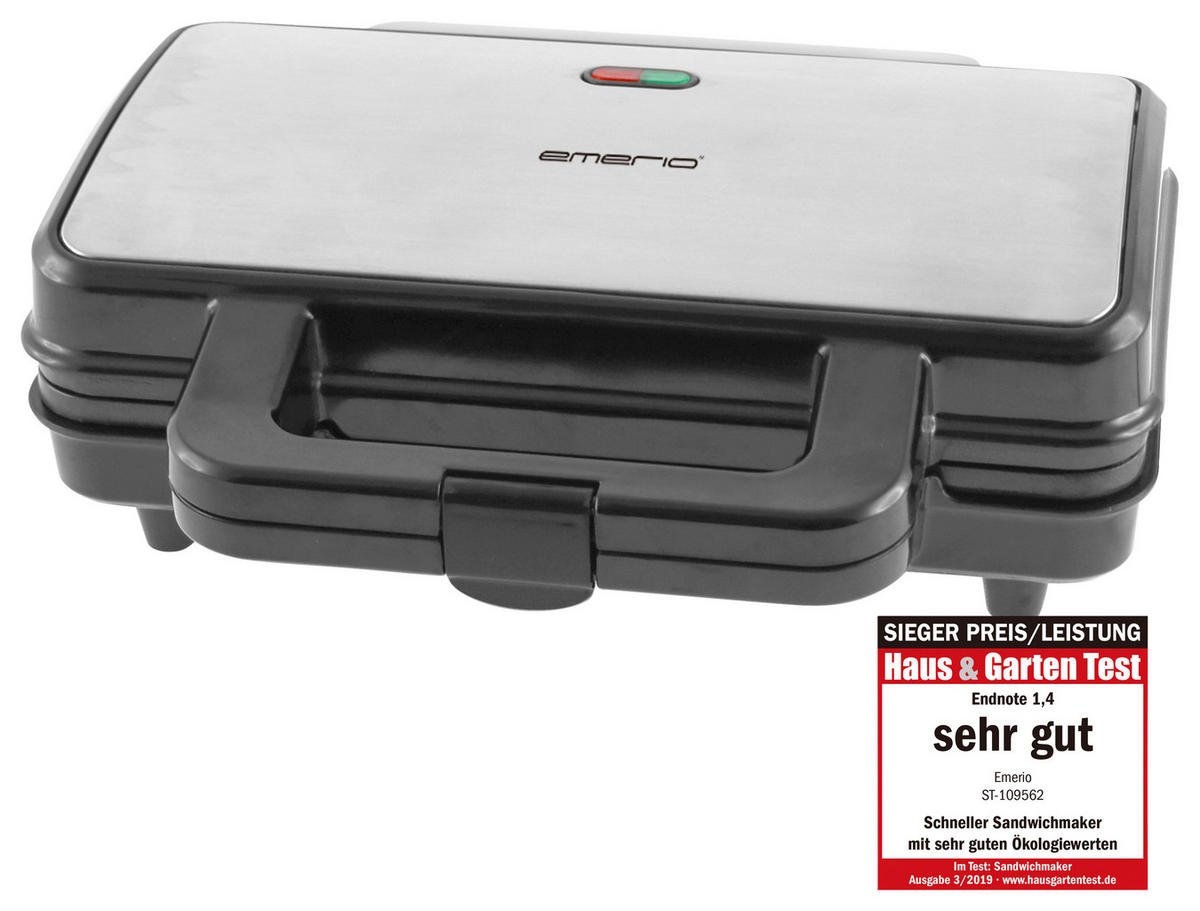 Emerio Sandwichtoaster ST-109562.21 schwarz silber Metall Kunststoff B/H/L: ca. 24x10x29 cm Sandwichtoaster_2fach ST-109562.21 - schwarz/silber (29,00/24,00/10,00cm) - Emerio