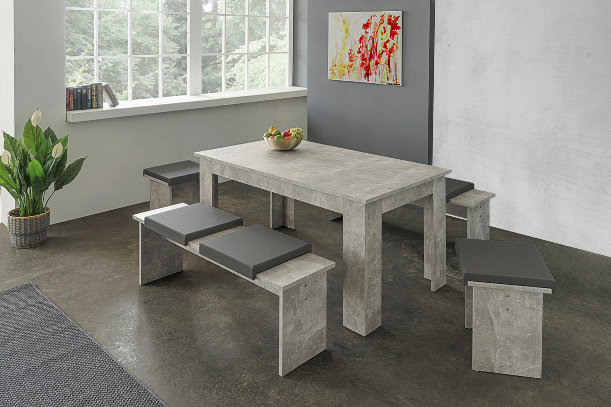 Tischgruppe München Beton Optik Spanplatte B/H/T: ca. 140x75x80 cm München - (140,00/75,00/80,00cm)