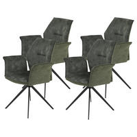 Armlehnstuhl 4er Set SUSANNE grün Vintage schwarz Webstoff Metall Microfaser B/H/T: ca. 65x92x64 cm 4er Set SUSANNE - schwarz/grün (65,00/92,00/64,00cm) - Hela