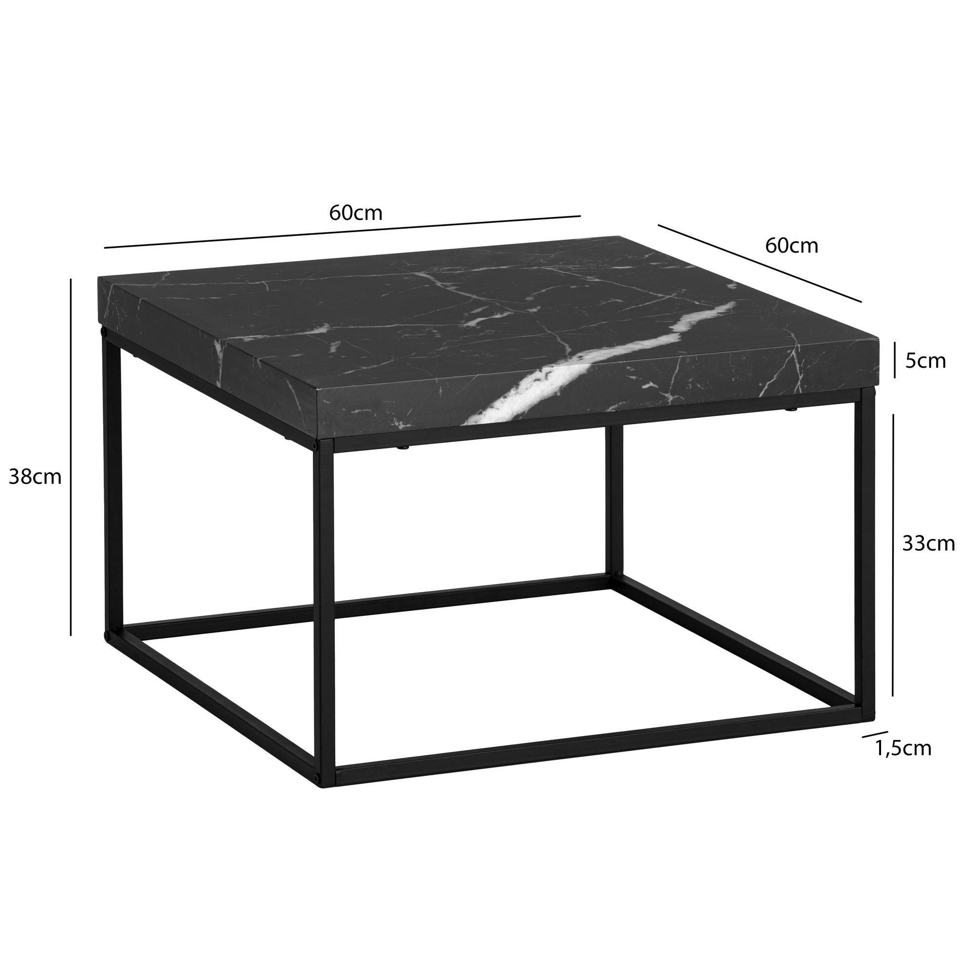 Couchtisch schwarz Marmor Optik B/H/T: ca. 60x38x60 cm Couchtisch - schwarz (60,00/38,00/60,00cm) - Wohnling