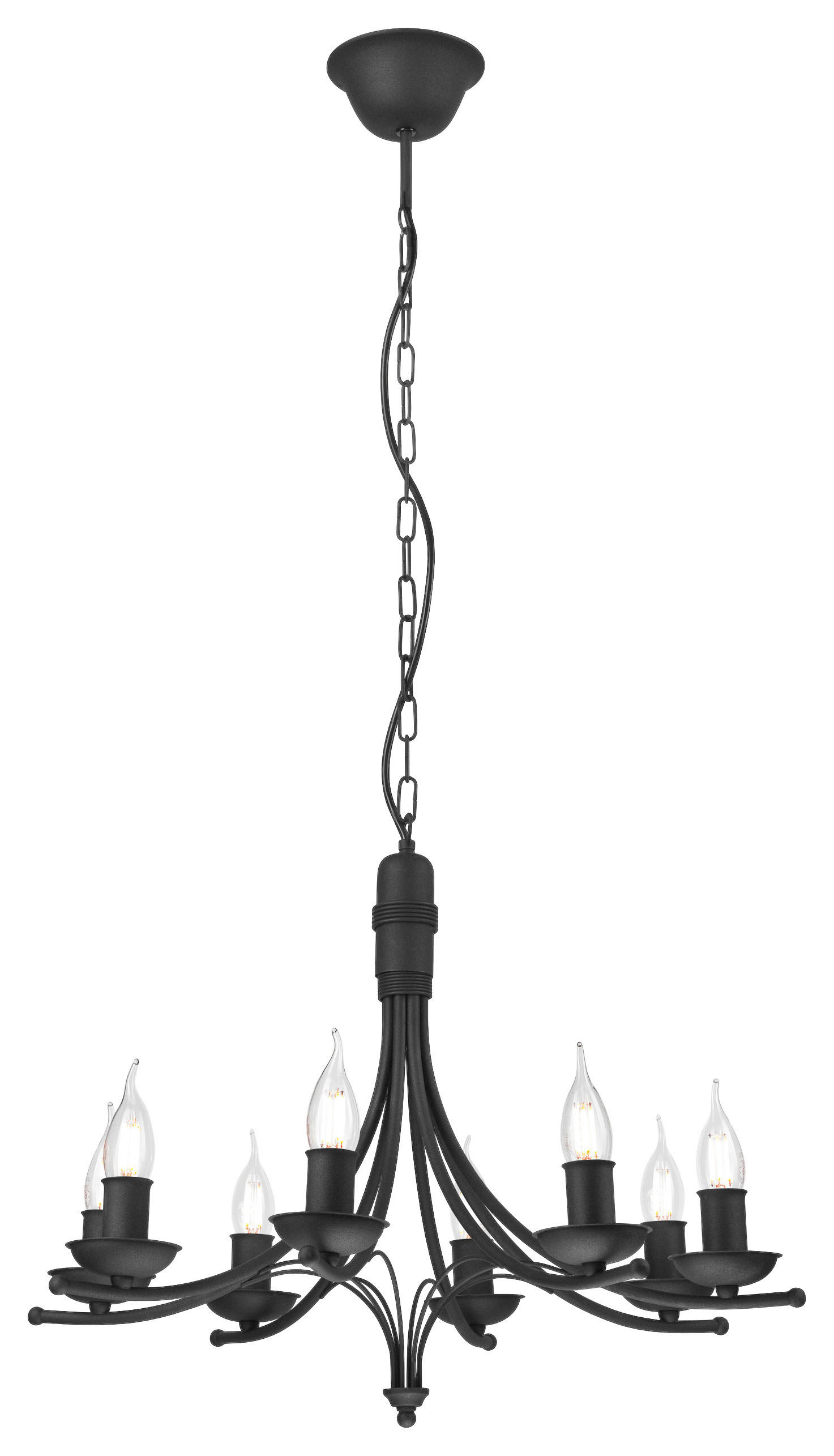 Lamkur Pendelleuchte LUCY 44125 schwarz Stahl H/L: ca. 100x58 cm E14 8 Brennstellen Lucy - schwarz (58,00cm) - Lamkur