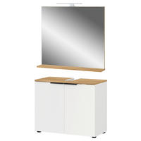 Badezimmer-Set 9906-633 weiß Eiche Navarra Nachbildung B/H/T: ca. 76x200x34 cm 9906-633 - Eiche/weiß (76,00/200,00/34,00cm) - Germania