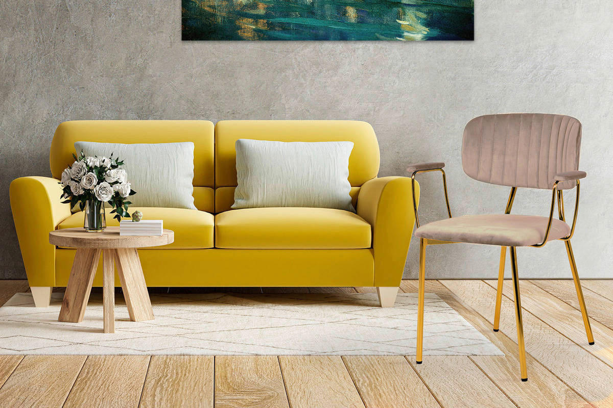 Stuhl Kian 200 2er-Set taupe Microfaser B/H/T: ca. 63x80x51 cm Kian 200 2er-Set - gold/taupe (63,00/80,00/51,00cm) - 360 Living
