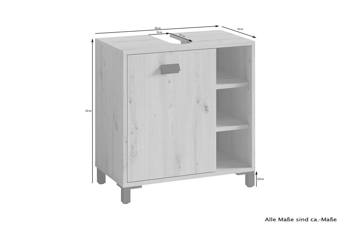 Waschbeckenunterschrank WELLNESS weiß B/H/T: ca. 60x62x34 cm WELLNESS - weiß (60,00/62,00/34,00cm) - byLIVING