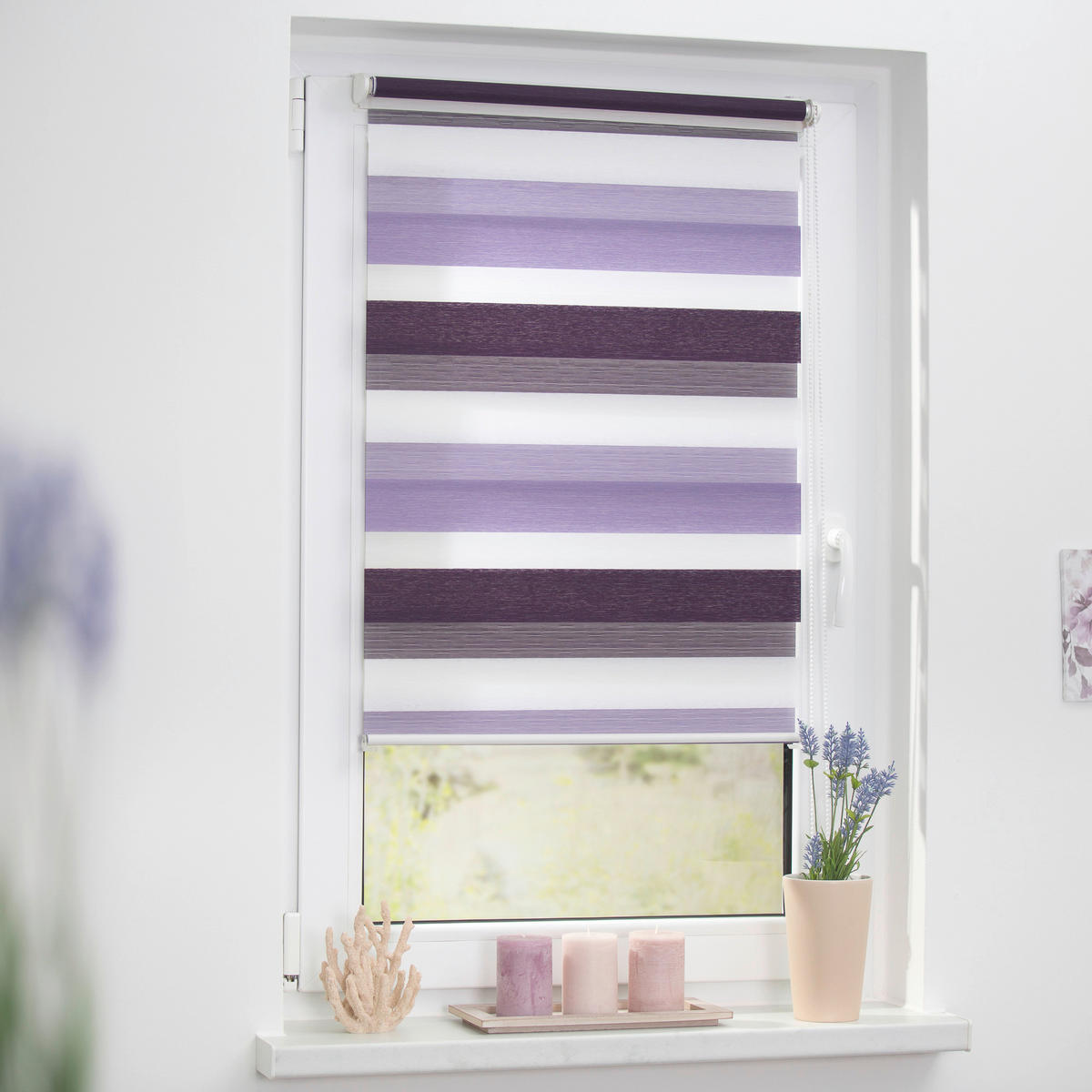 Doppelrollo Duo lila B/L: ca. 90x150 cm Duo - lila/weiß (90,00/150,00cm) - LICHTBLICK