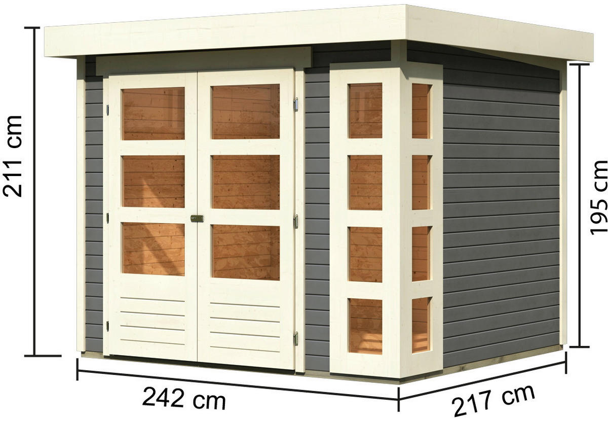 Karibu Gartenhaus Felipo 1 Terragrau B/H/T: ca. 242x217x211 cm Felipo 1 - Terragrau (242,00/217,00/211,00cm) - Karibu