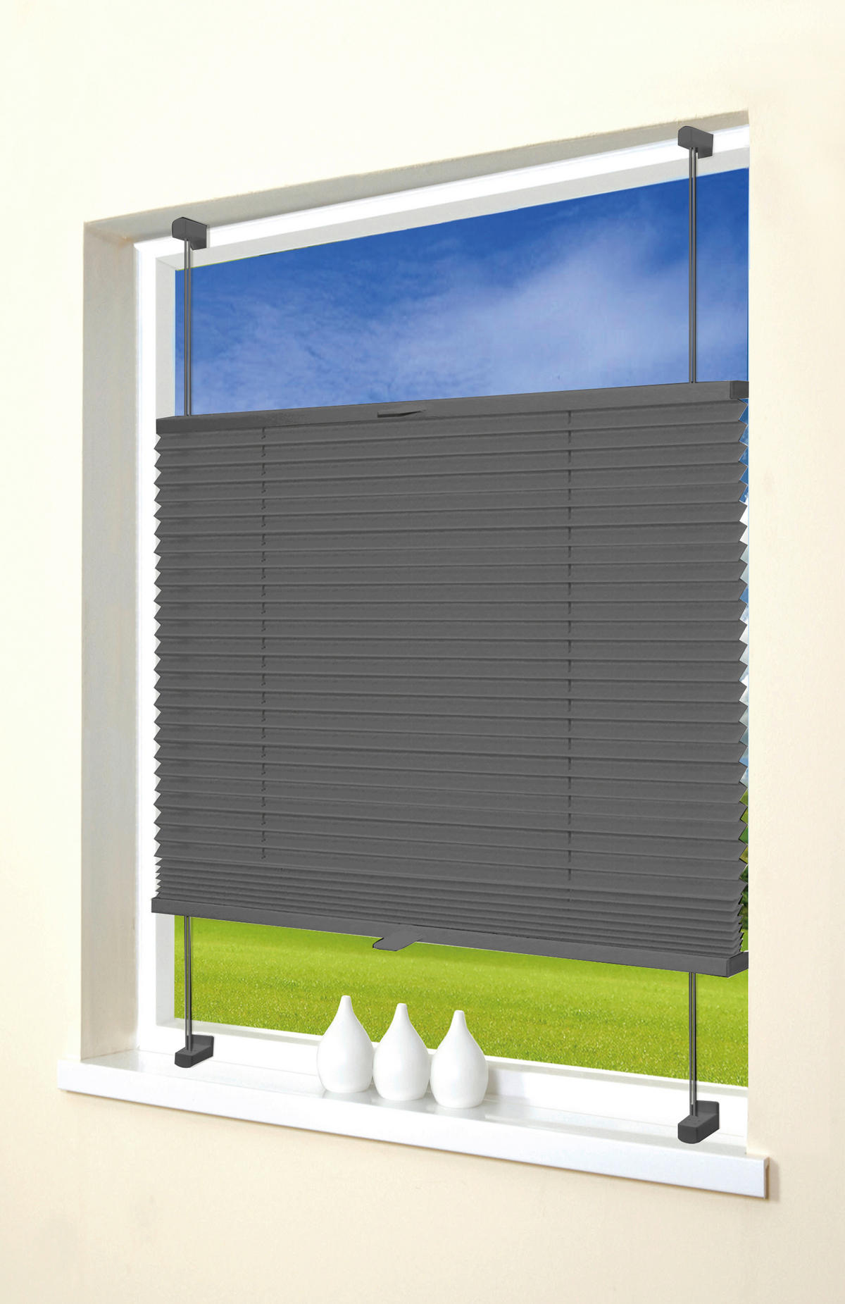 Thermo Spann-Plissee Verdunklungsqualität anthrazit B/L: ca. 70x130 cm Spannplissee_Thermo - anthrazit (70,00/130,00cm) - ACUS design collection