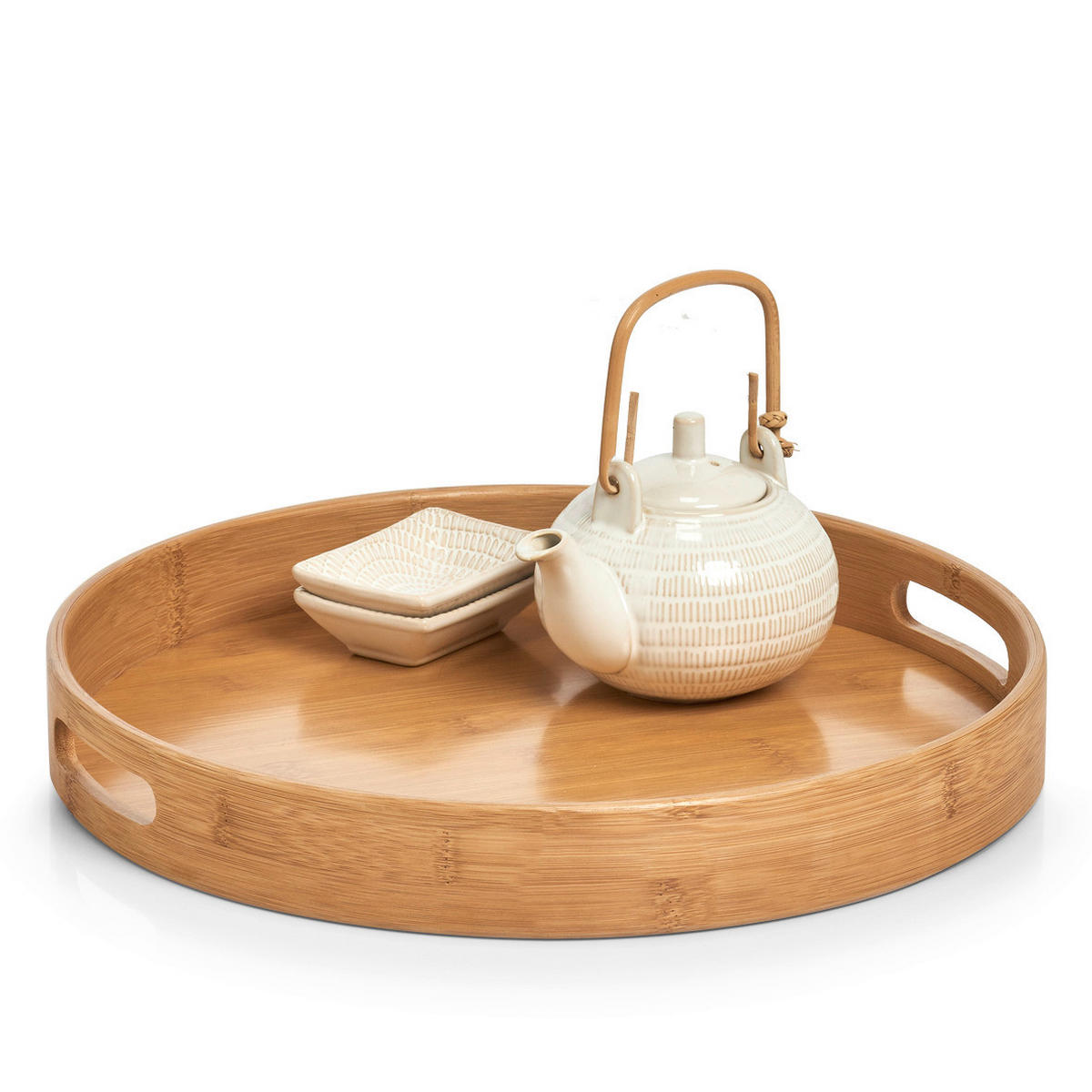 Zeller Tablett natur Bambus B/H/L: ca. 38x5x38 cm Tablett - natur (38,00/38,00/5,00cm) - Zeller