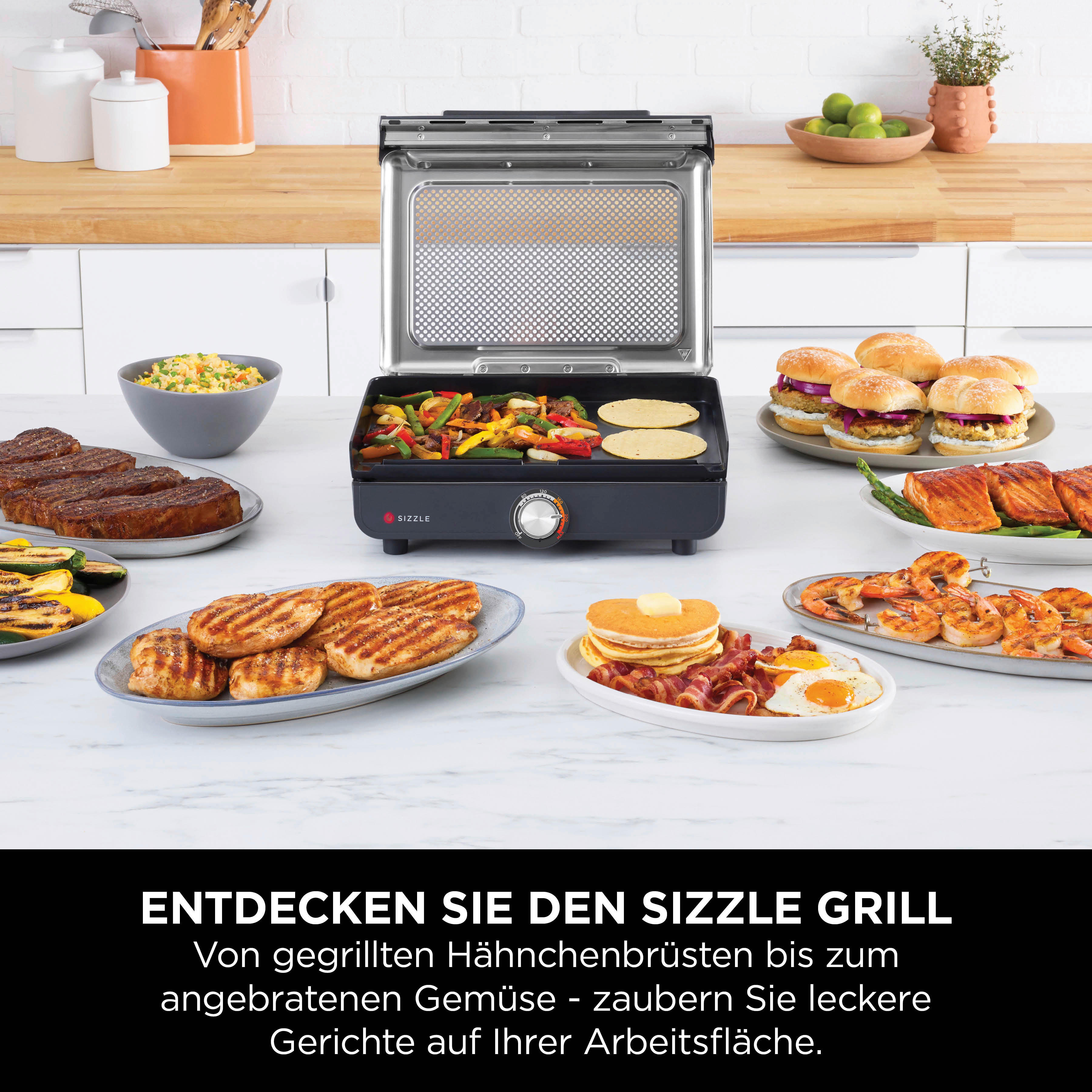 Ninja Grillplatte schwarz Edelstahl Aluminium B/H/L: ca. 7x13x37,5 cm Sizzle GR101EU - schwarz (37,50/7,00/13,00cm) - Ninja