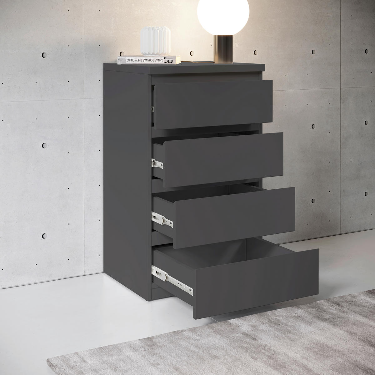 Nachtkonsole Olli Graphit B/H/T: ca. 45x79x38 cm Olli - Graphit (45,00/79,00/38,00cm)
