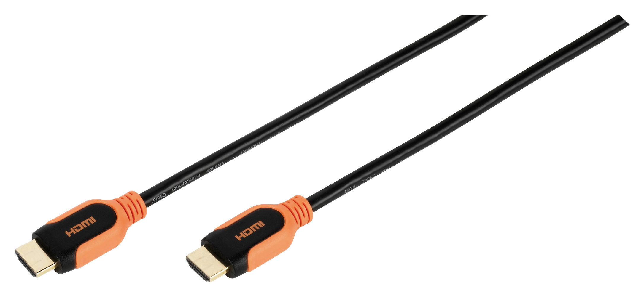 Vivanco HDMI-Kabel schwarz orange HDMI-Kabel_High_Speed 2,0m - orange/schwarz (200,00cm) - Vivanco