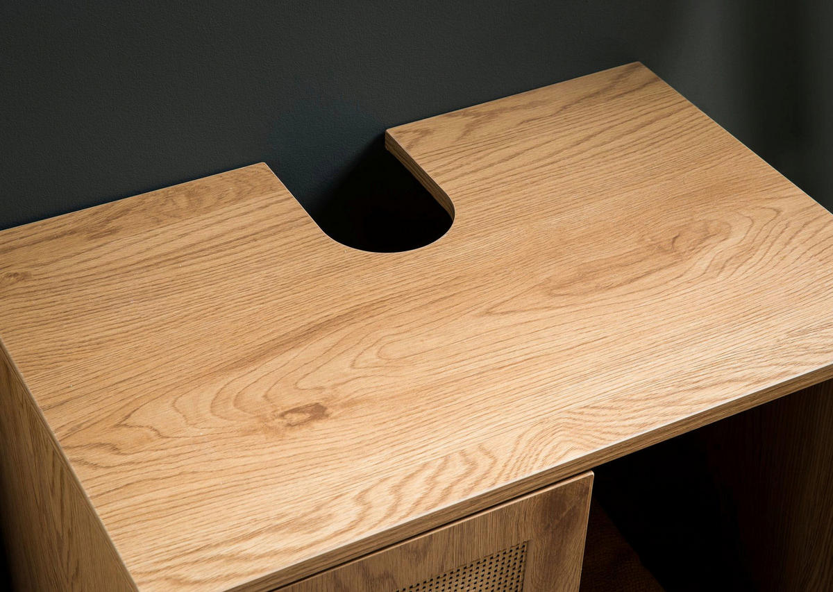 Waschbeckenunterschrank Eiche natur Optik B/H/T: ca. 60x60x40 cm Waschbeckenunterschrank - Eiche natur (60,00/60,00/40,00cm) - Wohnling