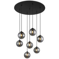 GLOBO Pendelleuchte grau mattschwarz Glas Metall H/D: ca. 120x55 cm G9 7 Brennstellen RIHA - mattschwarz/grau (55,00/120,00cm) - GLOBO