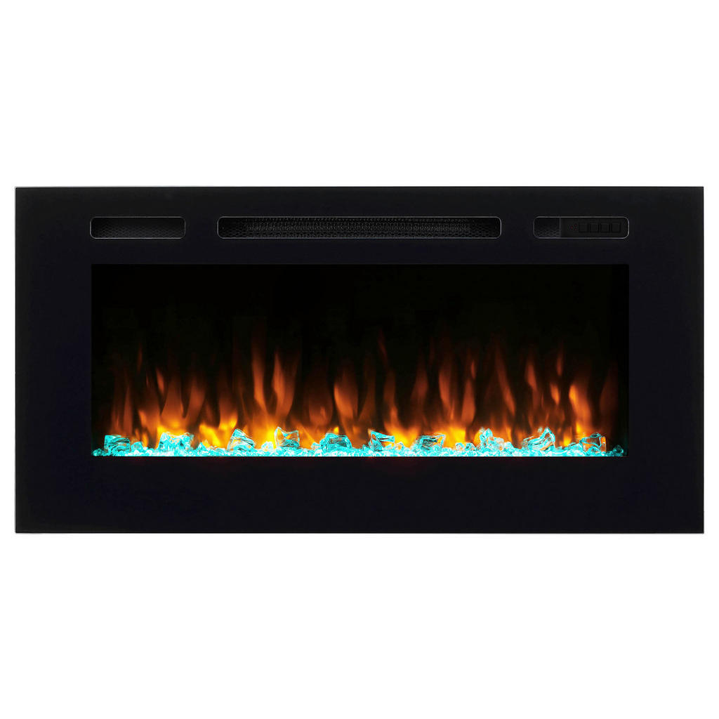 Richen Elektrokamin Wandeinbau EF172D 2000 W, LED-Beleuchtung, 3-D Flammeneffekt, Fernbedienung