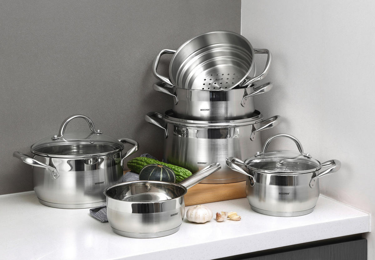 BERGNER Kochtopf GOURMET silber Edelstahl B/H/L: ca. 29,6x15,5x39 cm GOURMET - silber (39,00/29,60/15,50cm) - BERGNER