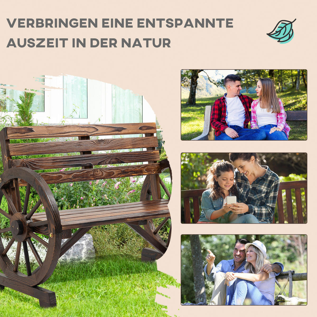 Outsunny Gartenbank Gartenbank - grau (105,50/56,00/79,00cm) - Outsunny