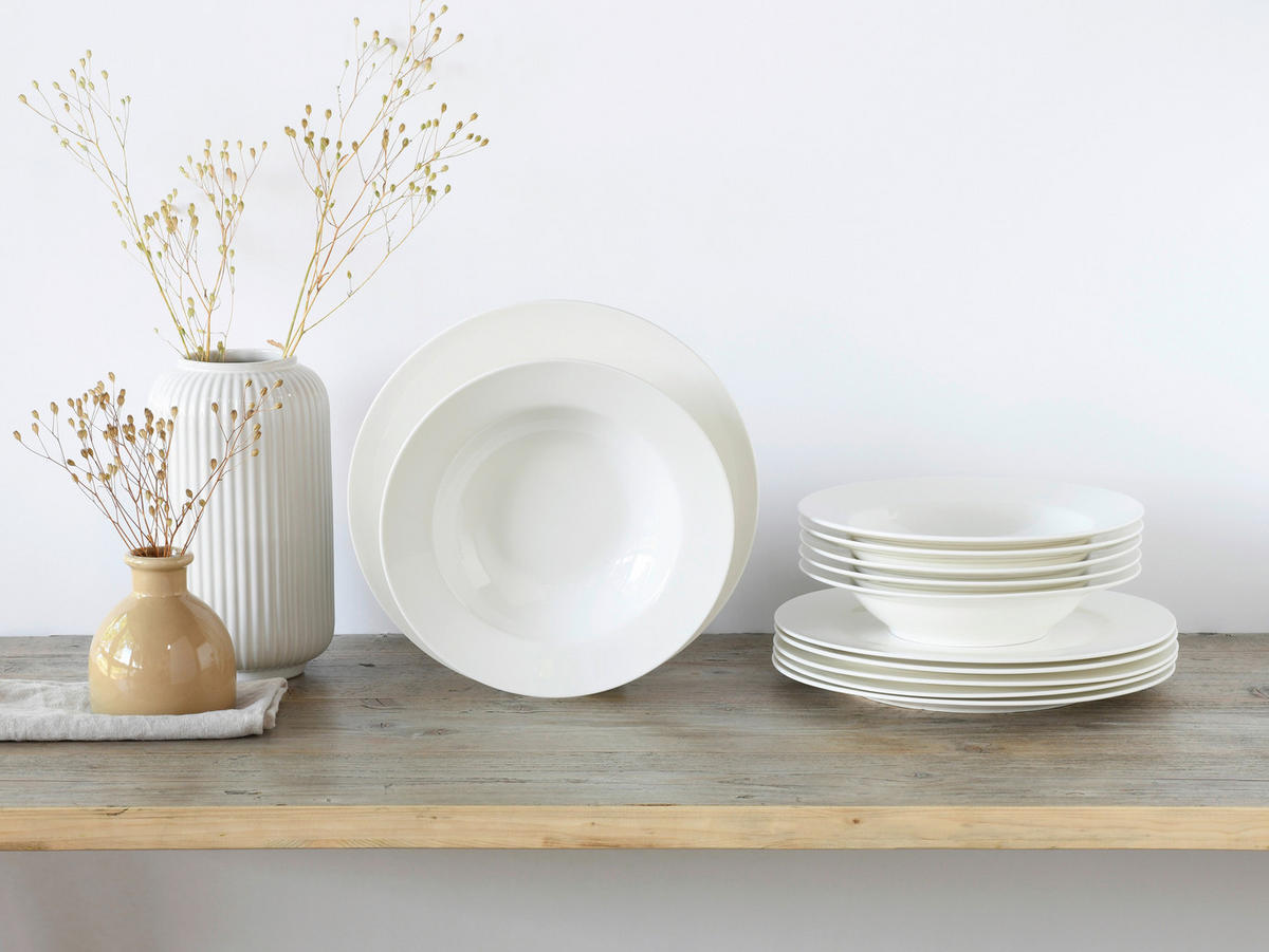 CreaTable Tafelservice Fleur Royal cremeweiß Porzellan 12 tlg. Fleur Royal - cremeweiß - CreaTable