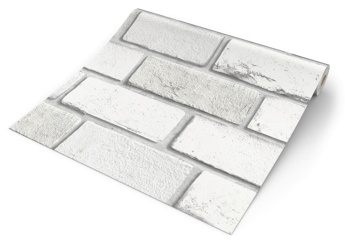 UGEPA Vinyltapete Steinoptik weiß B/L: ca. 53x1005 cm glitzernd Vinyltapete_A300-39 - weiß (53,00/1005,00cm) - UGEPA
