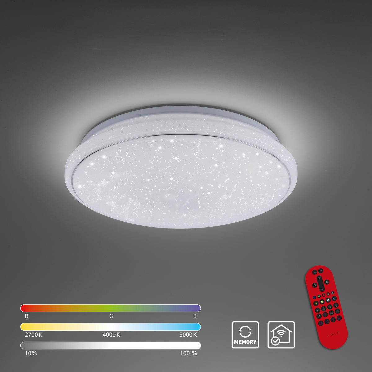 Just Light Smarte LED-Deckenleuchte JUPI 14743-16 weiß Kunststoff H/D: ca. 11x44 cm 1 Brennstellen LOLAsmart-JUPI - weiß (44,00/11,00cm) - Just Light