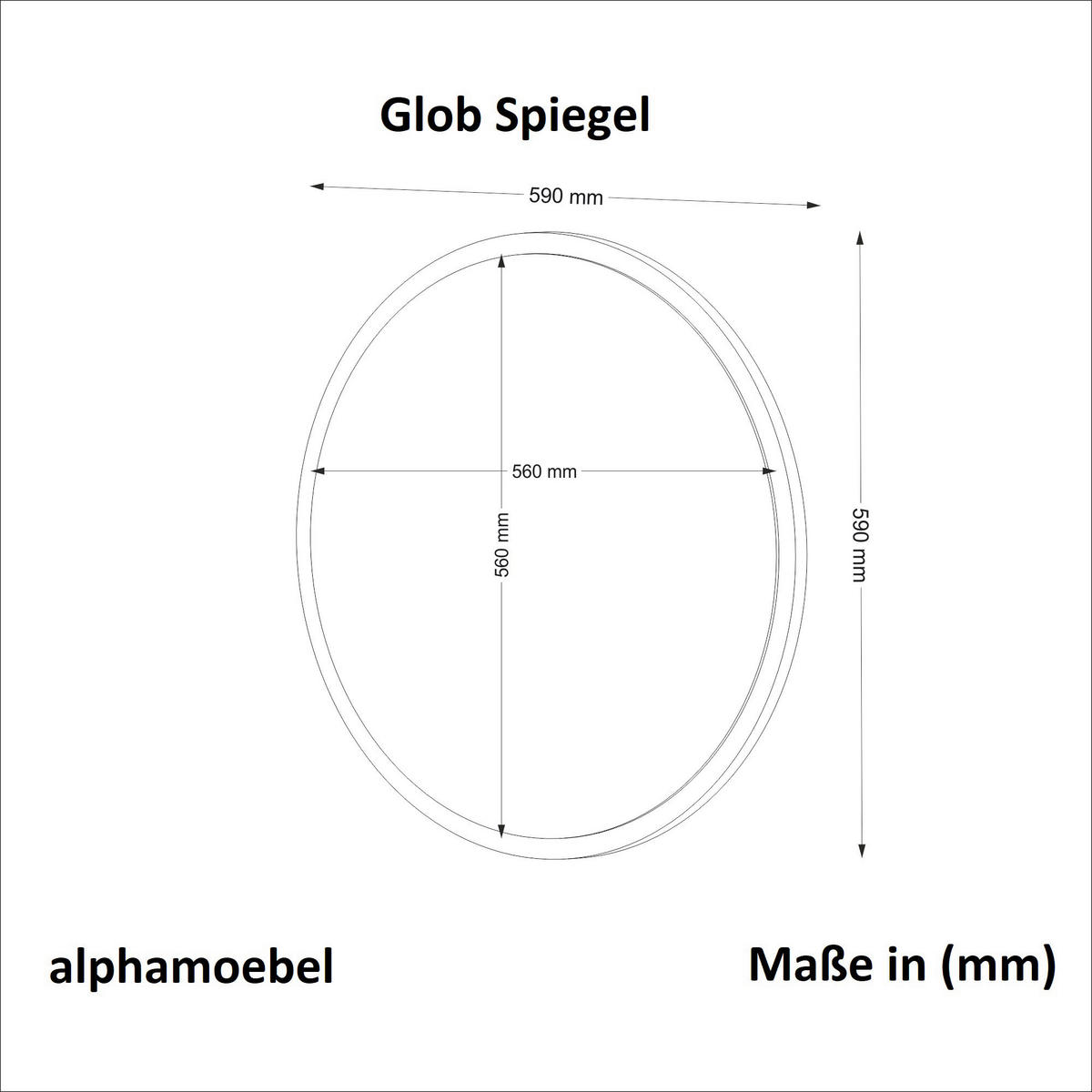 Wandspiegel Glob walnuss Nachbildung B/H/T: ca. 59x59x2 cm Glob - walnuss (59,00/59,00/2,00cm) - moebel17