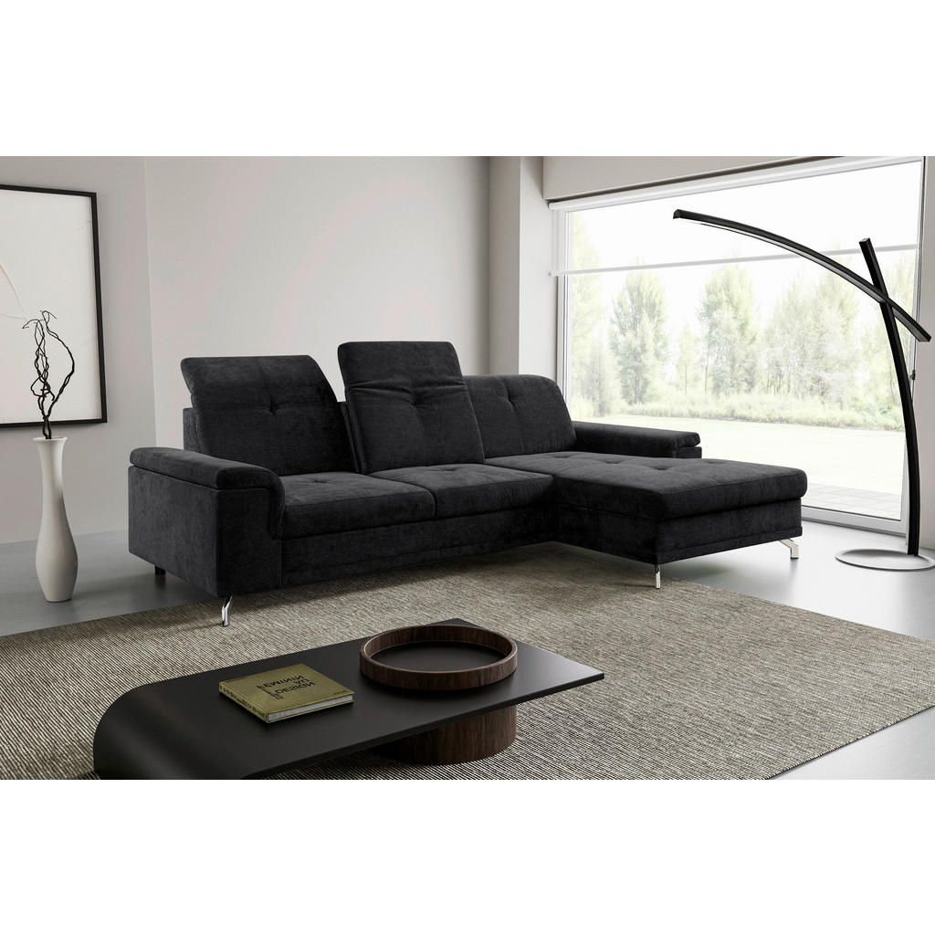 Thumbnail - Ecksofa Malmö schwarz Microfaser B/H/T: ca. 270x104x170 cm