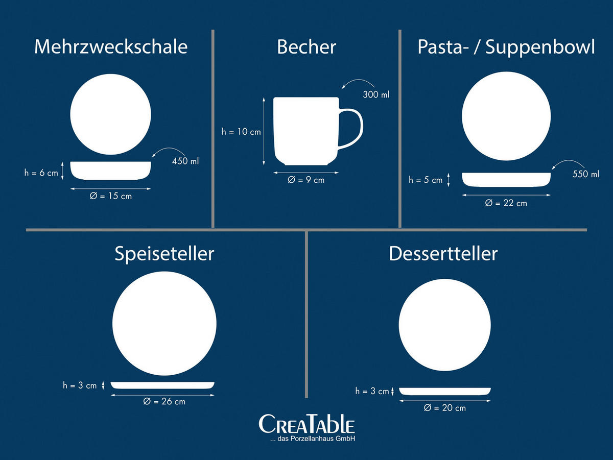 CreaTable Kombiservice Nordic Gourmet schwarz Steinzeug 10 tlg. Nordic Gourmet - schwarz - CreaTable