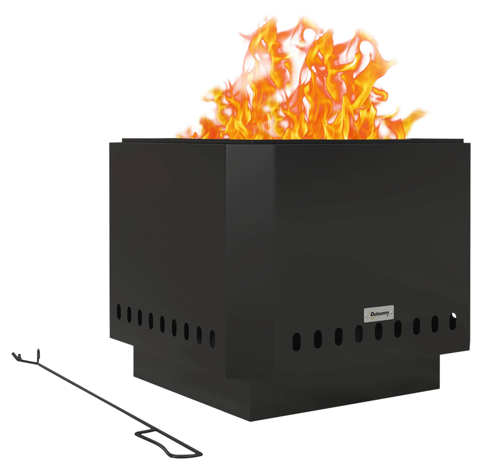 Outsunny Feuerschale schwarz Metall B/H/L: ca. 48x41x48 cm Feuerschale - schwarz (48,00/48,00/41,00cm) - Outsunny
