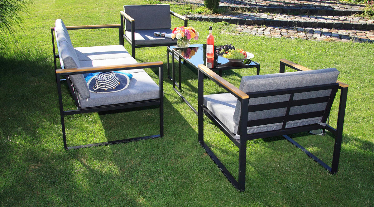 Acamp Loungeset Space anthrazit Stahl Space - anthrazit/teak - Acamp