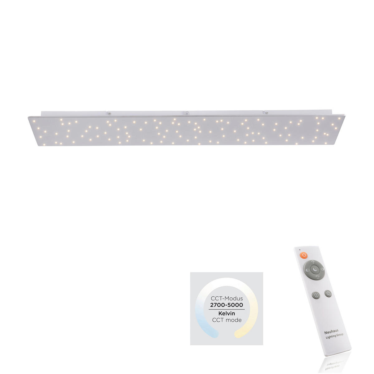 Just Light LED-Deckenleuchte SPARKLE 14672-55 stahlfarbig Metall B/H/T: ca. 25x4x100 cm 1 Brennstellen SPARKLE - stahlfarbig (25,00/4,00/100,00cm) - Just Light