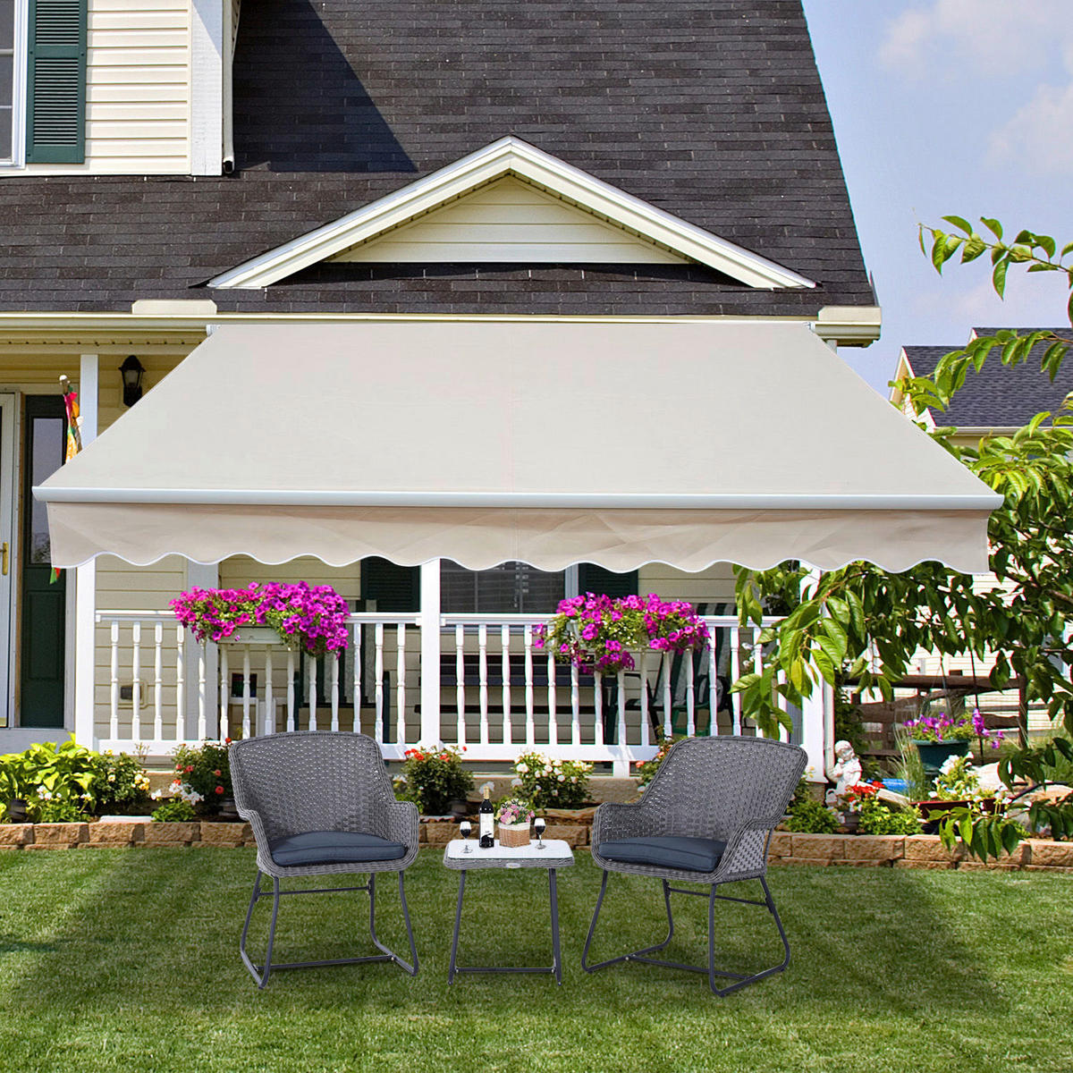 Outsunny Alu-Gelenkarmmarkise creme B/H/L: ca. 450x0,3x300 cm Alu-Gelenkarmmarkise - creme (300,00/450,00/0,30cm) - Outsunny