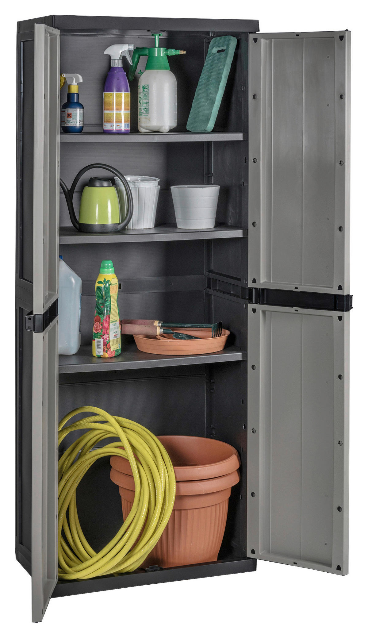 Toomax Kunststoffschrank grau B/H/T: ca. 64x165x37 cm Kunststoffschrank_Bios_Midi_hoch - schwarz/grau (64,00/165,00/37,00cm) - Toomax