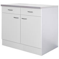 Unterschrank Wito weiß B/H/T: ca. 100x85x60 cm Wito - weiß/Edelstahl (100,00/85,00/60,00cm) - Flex-Well